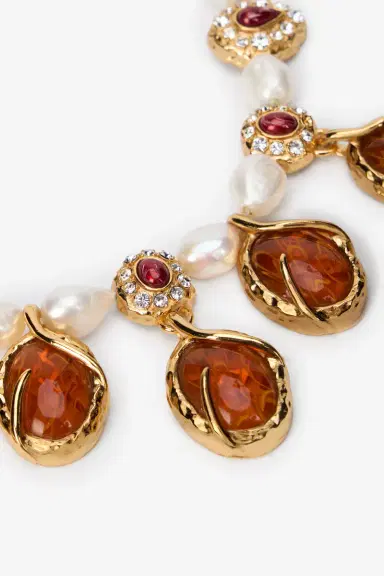 Roberto Cavalli Golden Necklace With Pearls And Topaz-Effect Stones | Thumbnail 4 Roberto Cavalli Golden Necklace With Pearls And Topaz-Effect Stones | Thumbnail 4