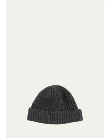 Bergdorf Goodman Men's Rib-Knit Cashmere Beanie Hat | Thumbnail 1