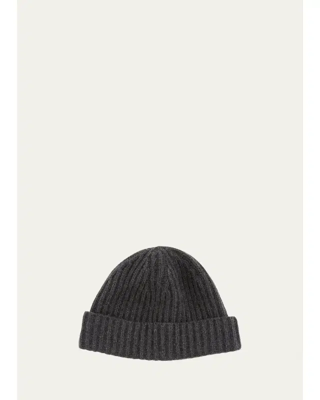 Bergdorf Goodman Men's Rib-Knit Cashmere Beanie Hat