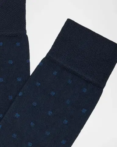 Marcoliani Men's Modal Cashmere Micro Polka Mid-Calf Socks | Thumbnail 2
