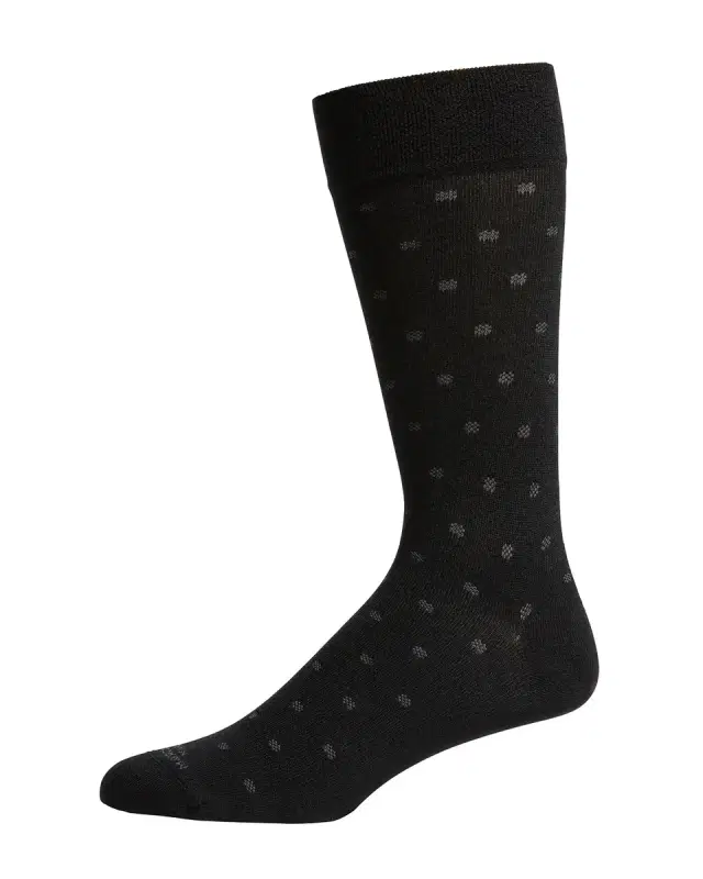 Marcoliani Men's Modal Cashmere Micro Polka Mid-Calf Socks