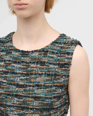 Misook Cropped Fringe-Trim Tweed Knit Tank | Thumbnail 5