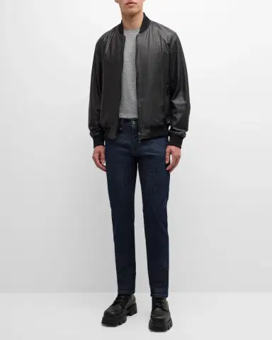 Emporio Armani Men's Leather Bomber Jacket | Thumbnail 2