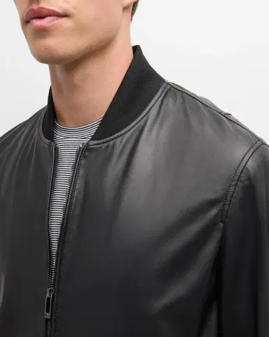 Emporio Armani Men's Leather Bomber Jacket | Thumbnail 7