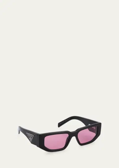 Prada Men's Triangle Logo Bicolor Rectangle Sunglasses | Thumbnail 3