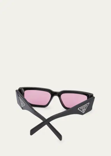 Prada Men's Triangle Logo Bicolor Rectangle Sunglasses | Thumbnail 5
