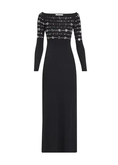 Rabanne Grommet Off-The-Shoulder Long-Sleeve Maxi Dress | Thumbnail 1