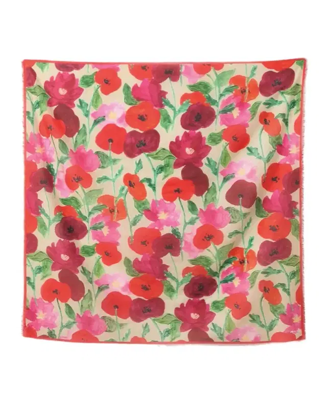 Lafayette 148 New York Floral-Print Voile Square Scarf