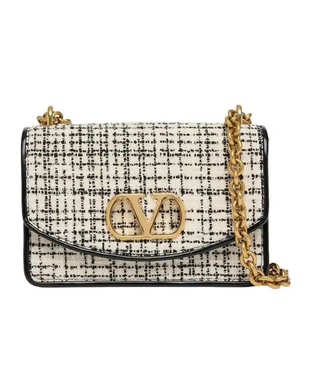 Valentino Garavani Vain Small Tweed VLogo Shoulder Bag