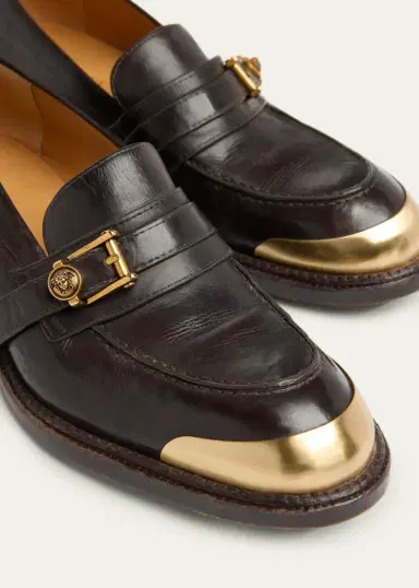 Versace Men's Medusa Buckle Calf Leather Loafers | Thumbnail 3