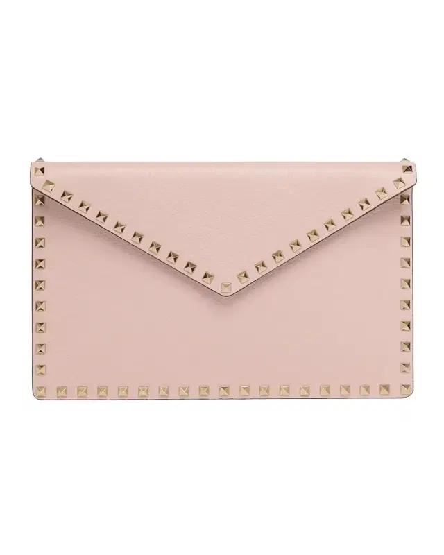 Valentino Garavani Rockstud Leather Envelope Pouch Clutch Bag