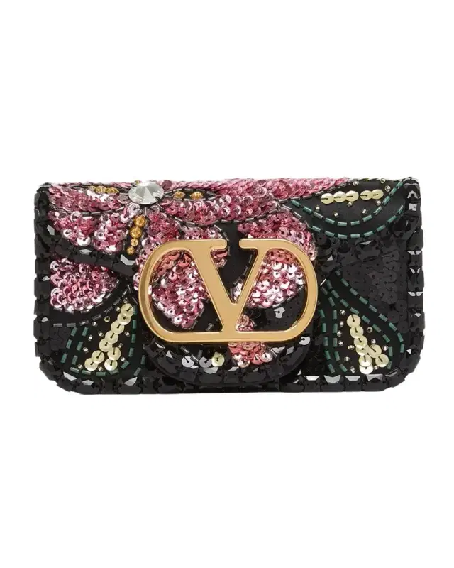 Valentino Garavani Loco Small Floral Sequin VLogo Shoulder Bag