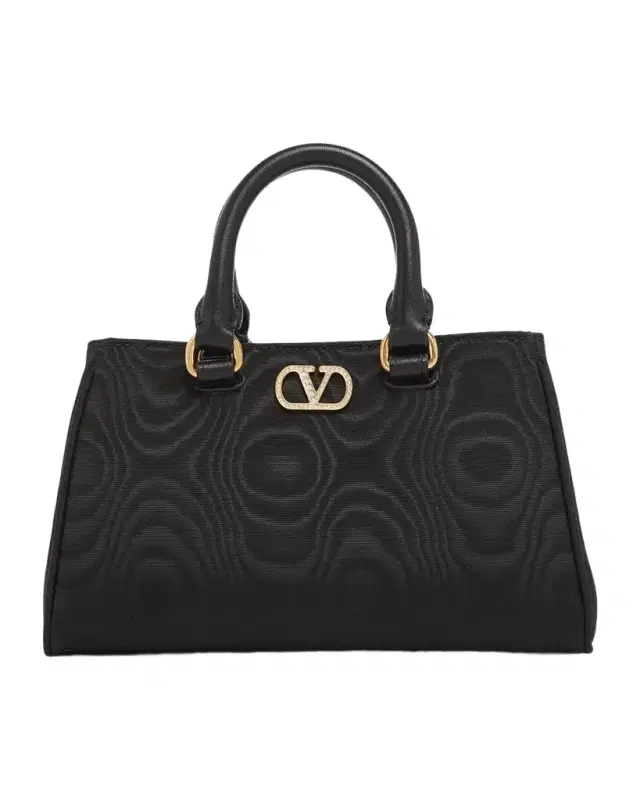 Valentino Garavani Rhinestone VLogo Moire Top-Handle Bag