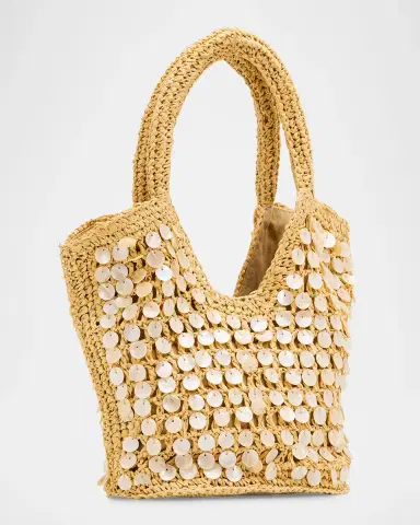BTB Los Angeles Santiago Faux Shell-Embellished Raffia Tote Bag | Thumbnail 3 BTB Los Angeles Santiago Faux Shell-Embellished Raffia Tote Bag | Thumbnail 3