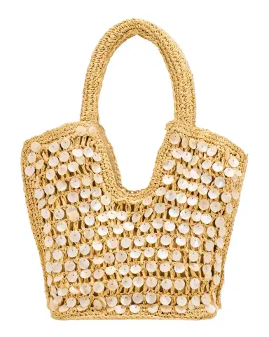 BTB Los Angeles Santiago Faux Shell-Embellished Raffia Tote Bag | Thumbnail 1 BTB Los Angeles Santiago Faux Shell-Embellished Raffia Tote Bag | Thumbnail 1