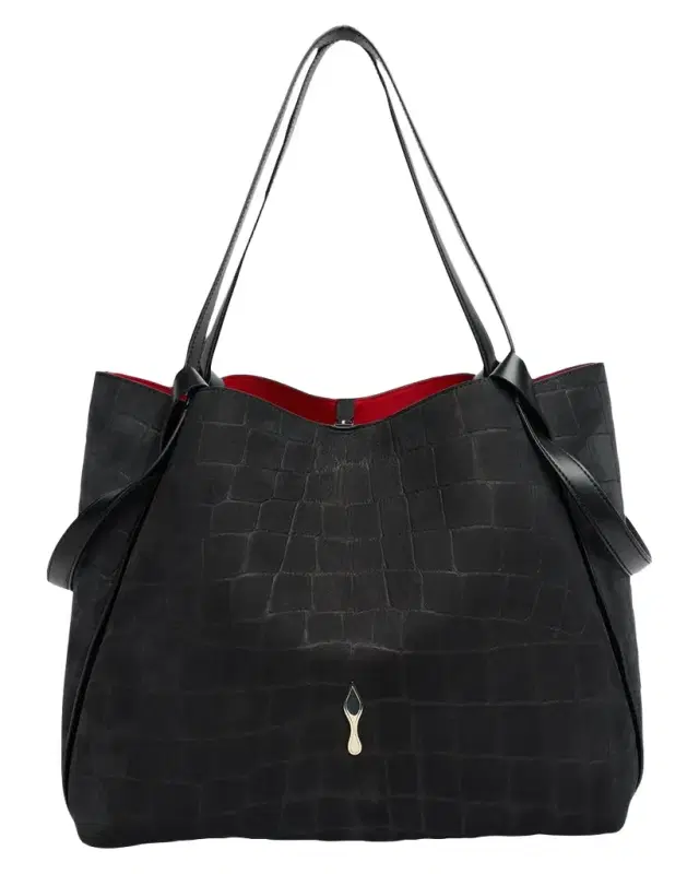 Christian Louboutin Bettina Large Croc-Embossed Suede Tote Bag