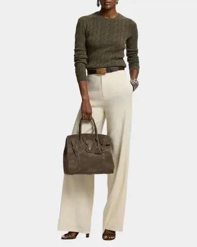 Ralph Lauren Collection Extra-Soft Ricky 33 Suede Top Handle Bag | Thumbnail 5