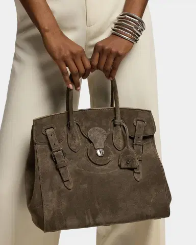 Ralph Lauren Collection Extra-Soft Ricky 33 Suede Top Handle Bag | Thumbnail 7