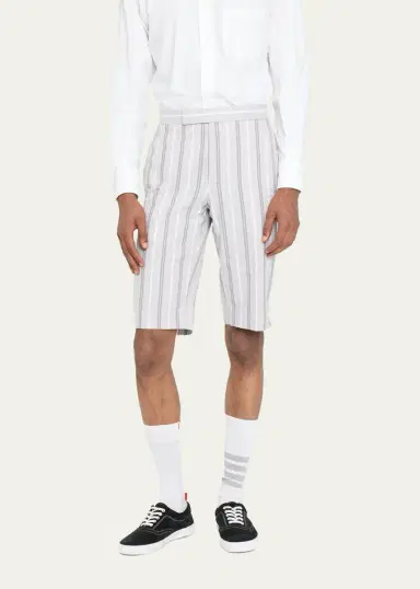 Thom Browne Striped CottonShorts | Thumbnail 4 Thom Browne Striped CottonShorts | Thumbnail 4