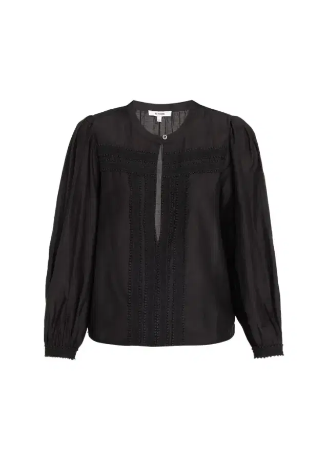 RE/DONE Tate Lace-Trim Cotton-Silk Voile Blouse