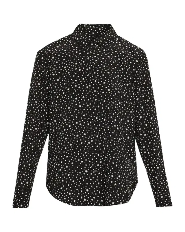 Nili Lotan Spotted Silk Button-Down Blouse