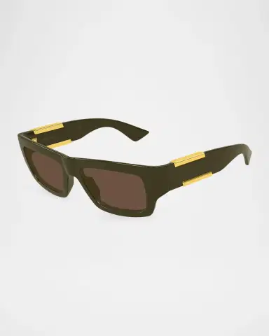 Bottega Veneta Men's Dash Rectangular Nylon Sunglasses | Thumbnail 2