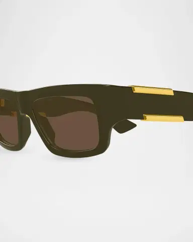 Bottega Veneta Men's Dash Rectangular Nylon Sunglasses | Thumbnail 3