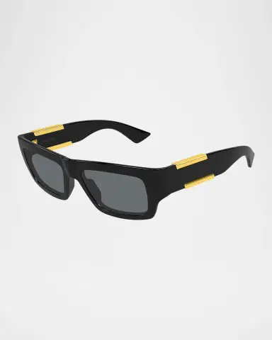 Bottega Veneta Men's Dash Rectangular Nylon Sunglasses | Thumbnail 2