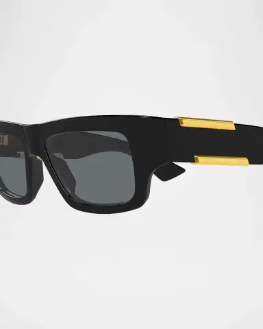 Bottega Veneta Men's Dash Rectangular Nylon Sunglasses | Thumbnail 3