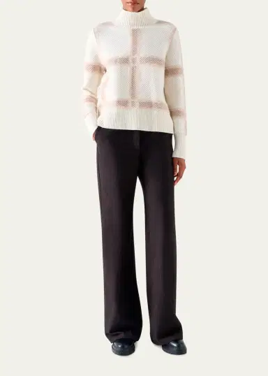 Akris punto Intarsia Plaid Wool-Cashmere Sweater | Thumbnail 2