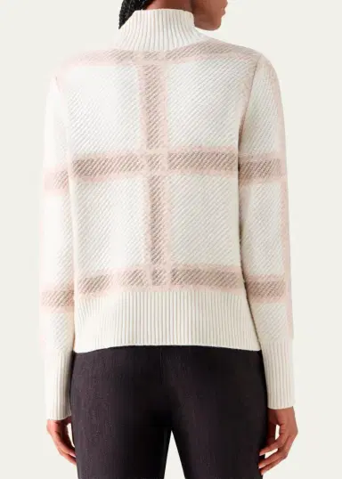 Akris punto Intarsia Plaid Wool-Cashmere Sweater | Thumbnail 3