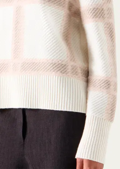 Akris punto Intarsia Plaid Wool-Cashmere Sweater | Thumbnail 5