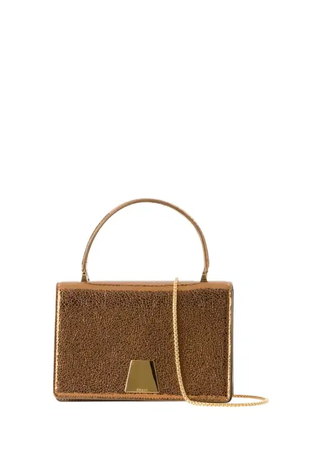 Akris Alice Mini Metallic Leather Top-Handle Bag