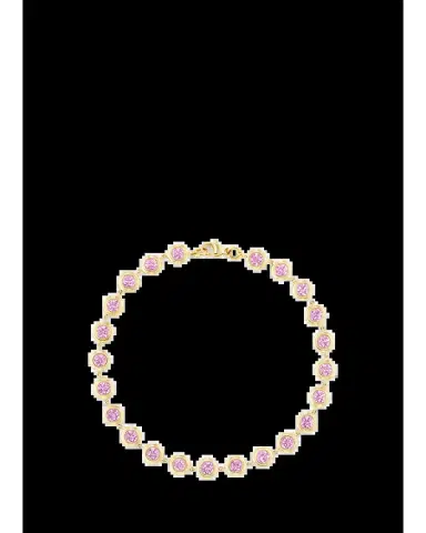 GEMELLA JEWELS 18K Yellow Gold Pink Sapphire Tennis Double Bubble Bezel Bracelet, 2mm | Thumbnail 2