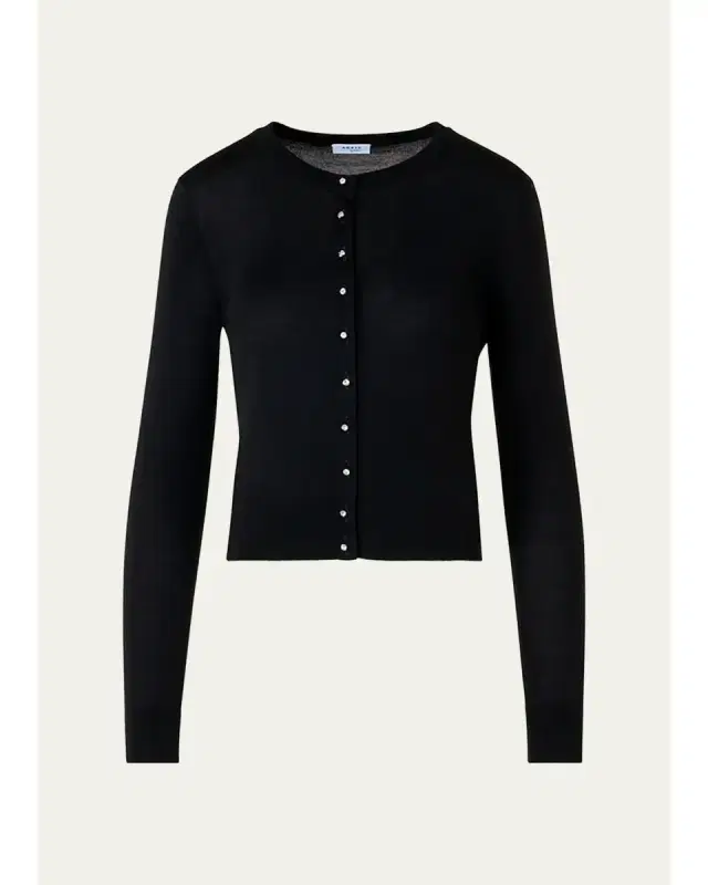 Akris punto Merino Wool Crewneck Cardigan