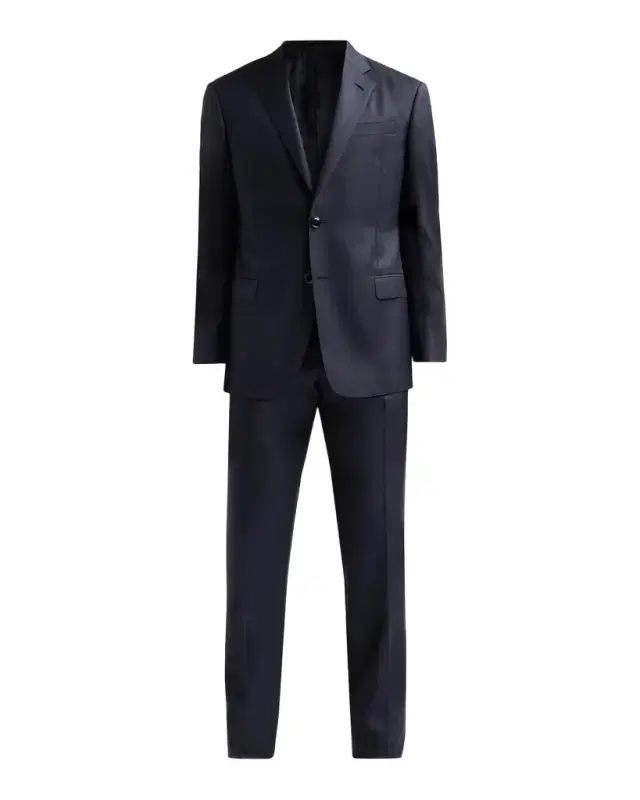 Giorgio Armani Striped Herringbone Wool Single-Breasted Suit