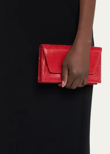 Akris Anouk Lizard-Print Clutch Bag w/ Chain | Thumbnail 2