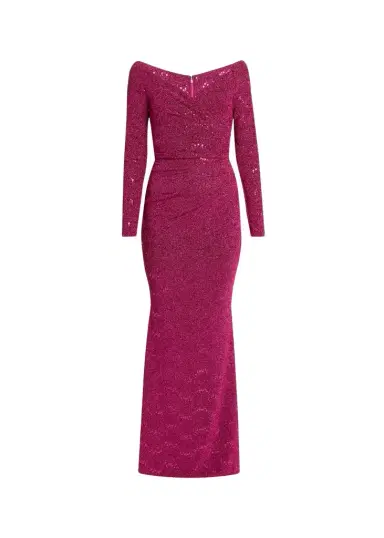 Talbot Runhof Sequined Off-Shoulder Long-Sleeve Gown | Thumbnail 1