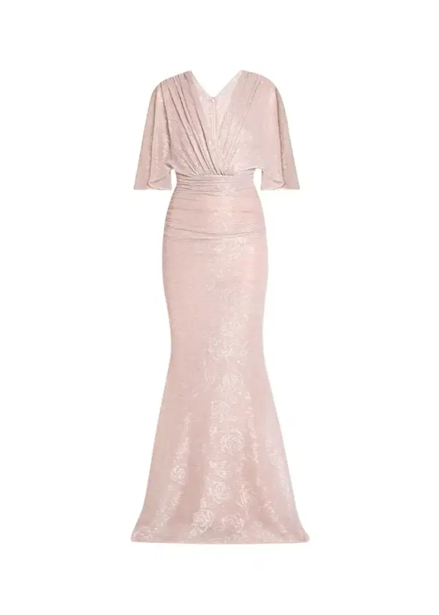 Talbot Runhof Floral Metallic Draped V-Neck Gown