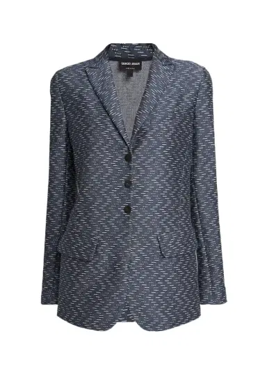 Giorgio Armani Zigzag Jacquard Cashmere Single-Breasted Jacket | Thumbnail 1