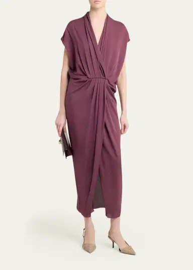 Giorgio Armani Pleat Draped Silk Midi Dress | Thumbnail 2 Giorgio Armani Pleat Draped Silk Midi Dress | Thumbnail 2