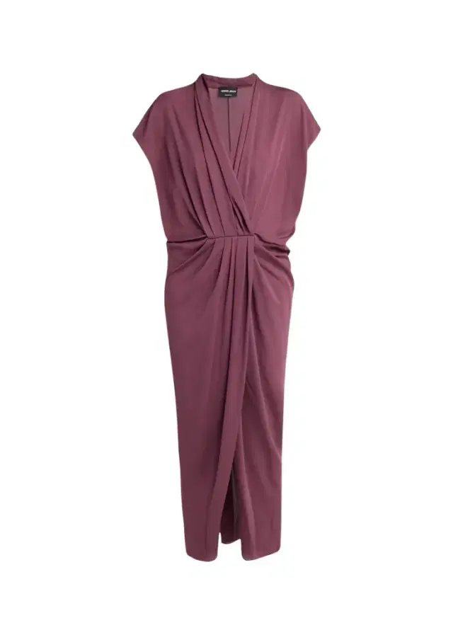 Giorgio Armani Pleat Draped Silk Midi Dress