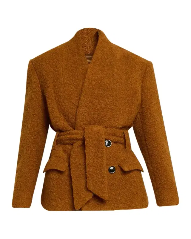 Isabel Marant Syndra Boucle Belted Oversized Wrap Jacket