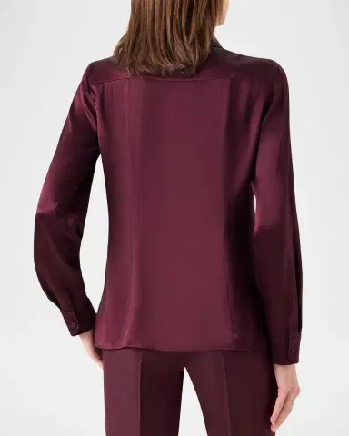 Akris Silk Satin Concealed-Front Button-Down Blouse | Thumbnail 3 Akris Silk Satin Concealed-Front Button-Down Blouse | Thumbnail 3