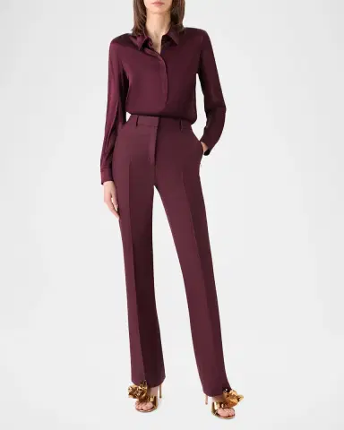Akris Silk Satin Concealed-Front Button-Down Blouse | Thumbnail 7 Akris Silk Satin Concealed-Front Button-Down Blouse | Thumbnail 7