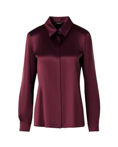 Akris Silk Satin Concealed-Front Button-Down Blouse | Thumbnail 1 Akris Silk Satin Concealed-Front Button-Down Blouse | Thumbnail 1