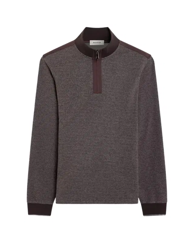 Bugatchi Men's Micro-Houndstooth Knit Quarter-Zip Sweater