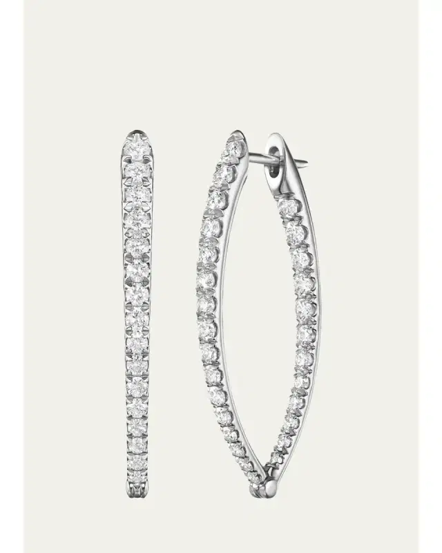 Melissa Kaye Cristina Medium Diamond Tapered Hoop Earrings
