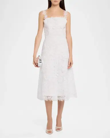 Carolina Herrera Florale Guipure Lace Sleeveless Midi Dress | Thumbnail 2 Carolina Herrera Florale Guipure Lace Sleeveless Midi Dress | Thumbnail 2