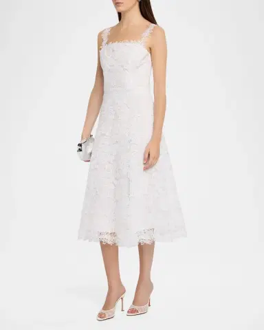 Carolina Herrera Florale Guipure Lace Sleeveless Midi Dress | Thumbnail 4 Carolina Herrera Florale Guipure Lace Sleeveless Midi Dress | Thumbnail 4